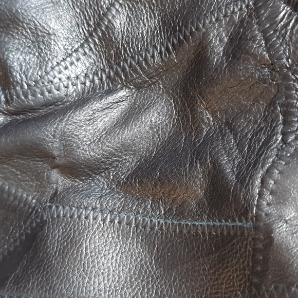 Diamond Plate Buffalo Leather Patchwork Motorcycle Jacket Size XL Insane Detail - Picture 11 of 17